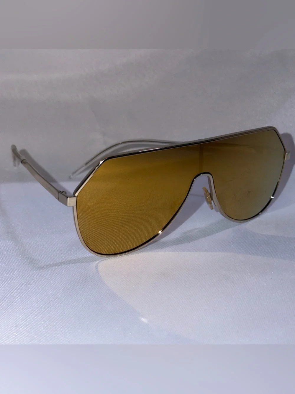 Dolce & Gabbana DG2221 498/7P Shield Sunglasses Gold Italy 145 Authentic